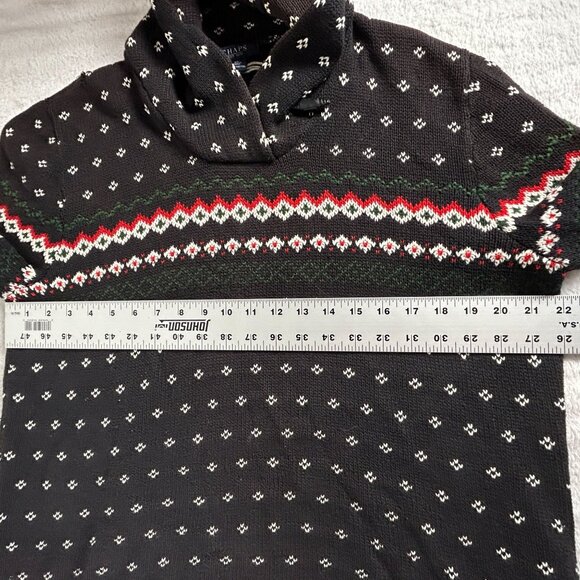 Vintage Chaps Ralph Lauren Womens Black Cotton Fair Isle Ski Knit Sweater XL - Picture 7 of 8